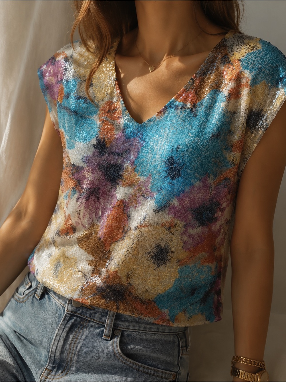 Elie Tahari Multicolor Sequin Women's Top
Size S